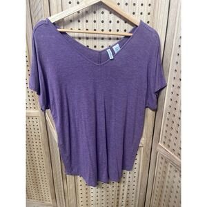 Paraphrase Women's V-Neck Short Sleeve Purple Top Size Medium